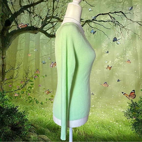 Y2k Wet Seal Lime Green Pullover Sweater Top Size L - Picture 8 of 9